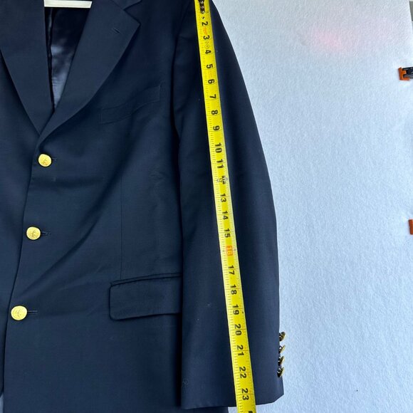 Brooks Brothers 346 Mens 43L Navy Blue Blazer Gold 3-Button Wool Sports Academia - Picture 9 of 13